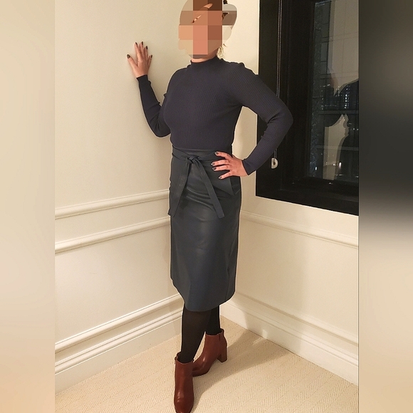 Ted Baker Alltaa Knitted Bodice Pleather Skirt Dress